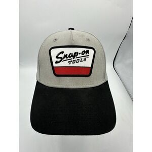 Snap-on Tools Hat Gray Black Red Patch Logo Snapback Cap Adjustable